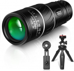UniqueFire High Power Mini Black Telescope Zoom Adjustable Optical Monocular Binoculars Telescopes Hiking Camping Travel (16x52_66M)