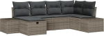 Rantry 6-teilige Garten Sofa Set mit Kissen Grau Poly Rattan Gartenlounge Model3359378