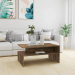 K&otilde;rvallaud elutoas 90 x 60 x 42,5 cm koos hoiuruumiga Kohvilaud Elegantne magamistoa laud &Otilde;ppet&ouml;&ouml; kohvilaud Cout laud Diivanilaud Suitsutatud tammepuust materjalist