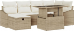 7-teilige Garten Sofa Set mit Kissen Beige Poly Rattan Gartenlounge Model3359838