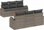 Rantry 7-teiliges Garten-Sofa-Set mit Kissen Grau Poly-Rattan Akazie Gartenlounge Model3347524