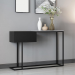 YCYRF kitsas konsoollaud, must metallist ja marmorist pealt, reguleeritavad jalad sissep&auml;&auml;sualale, esikusse, fuajeesse ja elutuppa, must, 100 x 30 x 80 cm.