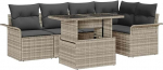 Rantry 6-teiliges Garten-Sofa-Set mit Kissen Hellgraues Poly-Rattan Gartenlounge Model3348288