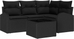 5-teiliges Garten-Sofa-Set mit Kissen Beige Poly-Rattan Gartenlounge Model3346033