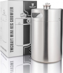 TMCRAFT 5 Litre Mini Growler Keg, Portable Stainless Steel Beer Barrel with Hexagonal Spiral Lid for Home Brewing, Crafting and Draft Beer