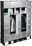 Relaxdays, Black XXL Wardrobe Plug-In System, 25 Compartments, Large, 5 Clothes Rails, Bedroom Wardrobe H x W 234 x 180 cm, 1 Piece, 10024527_46