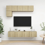 Homgoday TV Set 5 Pieces Sonoma Oak Chipboard TV Cabinet Cabinet Stand for TV Coffee Table TV Stand for Living Room