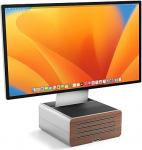 Twelve South HiRise Pro iMac/Displeiidele/Monitoridele | Reguleeritava k&otilde;rgusega statiiv koos hoiuruumiga, p&ouml;&ouml;ratav esiosa + nahast lisa (h&otilde;bedane)