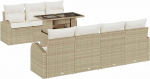 Rantry 8-teiliges Garten Sofa Set mit Kissen Beige Poly Rattan Gartenlounge Model3348587