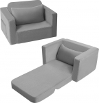 MeMoreCool Laste diivan Laste tugitool Fold-Out mugav diivanvoodi v&auml;ikelastele, 2-in-1 diivanvoodi pehmo nurgas lastetoas, Mini beebi diivan magamisfunktsiooniga poistele ja t&uuml;drukutele (Hall)