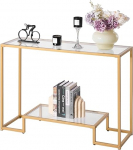 VEVOR 2-tasandiline konsoollaud Modernne ristk&uuml;likukujuline koridorilaud (107 x 35,4 x 75,5 cm) karastatud klaasist lauaga, kallutatav diivanipoolne laud elutoa koridori sissep&auml;&auml;suks fuajeesse.