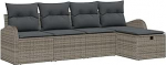 Rantry 5-teiliges Garten Sofa Set mit Kissen Grau Poly Rattan Gartenlounge Model3359058