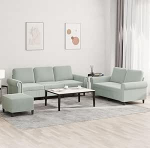 ZEYUAN 3-TLG. Sofagarnitur mit Kissen Hellgrau Samt, Loungesofa, Diivanid ja diivanid, Relaxsofa, Couch f&uuml;r Wohnzimmer - 3202260