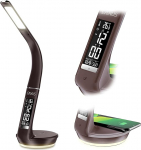 Eaxus&reg; LED Desk Lamp with Charging Function, Touch Table Lamp with Display, Qi Wireless Charging Function, Clock & Thermometer