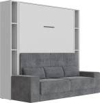 SMARTBett kabinetivoodikomplekt koos diivaniga M1 180 x 200 cm + 2 seisvat riiulit koos LED-ga Pearl Grey