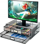 DESKORGA tugevdatud sahtli all - 2 v&auml;ljat&otilde;mmatavat sahtlit A4 - metallist organiseerija (must)