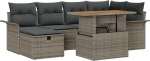 Rantry 7-teiliges Garten Sofa Set mit Kissen Grau Poly Rattan Gartenlounge Model3361244