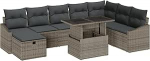 Rantry 9-osaline aia diivan komplekt koos pehmendusega Hall Poly Rattan Garden Lounge Model3359856