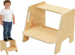 Siairo laste astmetool, 2 tasandit, libisemisvastane puidust astmetool k&auml;epidemega, tugev astmetool, kandev&otilde;ime kuni 150 kg, laste jalatugi vannituppa, valamusse, k&ouml;&ouml;ki, lastetuppa