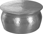 FineBuy KAREM Oriental Style Round Hammered Metal Coffee Table, 60 x 30,5 x 60 cm, Alumiiniumist k&uuml;ljelaud, elutoa laud, kaasaegne salongilaud, v&auml;ike india laud