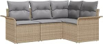 4-teiliges Garten-Sofa-Set mit Kissen in Beige aus Poly-Rattan Gartenlounge Model3345340