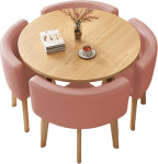 Runder K&uuml;chentisch und St&uuml;hle Set f&uuml;r 4 Personen, starker Metallrahmen, platzsparendes Design, ideal f&uuml;r Zuhause und B&uuml;ro