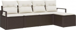 Rantry 5-teiliges Garten-Sofa-Set mit Kissen Braun Poly Rattan Gartenlounge Model3355007
