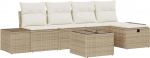 6-teiliges Garten Sofa Set mit Kissen Beige Poly Rattan Gartenlounge Model3359370
