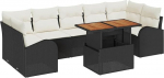 8-teiliges Garten Sofa Set mit Kissen Schwarz Poly Rattan, 2-Sitzer Garten Sofa mit Stauraum & Kissen Schwarz Poly Rattan Gartenlounge Model3358287