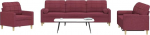 Gecheer 3-TLG. Sofagarnitur mit Dekokissen Weinrot Stoff, Moderne Couch Polstersofa f&uuml;r Wohnzimmer Schlafzimmer Spielzimmer3278309