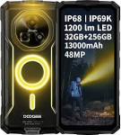 DOOGEE Outdoor Smartphone Fire 5 Ultra, 1200LM Dual Camping Lights, 32GB + 256GB, 13000mAh aku, 48MP kaamera, 6.6 tolli HD+, Gemini AI, IP68 Simlock-Free Robust mobiiltelefon, 3 kaardipesa, GPS NFC
