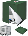 IBC Tank Cover, 420D Water Tank Accessories for Water Tank 1000L, IBC Tank Container Cover, Anti-UV Protective Tarpaulin, Rainwater Tank Tarpaulin with Zip, 120 x 100 x 116 cm (Green)