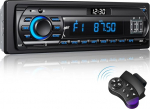 RDS Car Radio Bluetooth for 9-24 V, FM/AM 1Din Car Radio with Bluetooth Hands-Free Kit, 7 Colours Car Radio with 2 USB/MP3 Players/AUX/SD/Independent Clock, 30 Stations Can Be Stored