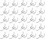 SAVITA 50 perforeeritud seinakonksude pakend 25 mm augu vahega, 32 mm paksusega 50 mm pikkusega seinakonksud Garaaži raskekaalulised perforeeritud seinakonksud seinakonksude t&ouml;&ouml;riistade hoiustamiseks (h&otilde;bedane)