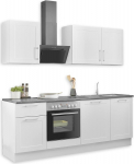 Marseille Modern Kitchen Unit without Electrical Appliances in White, Metallic Brown - Spacious Fitted Kitchen with Lots of Storage Space - 220 x 211 x 60 cm (W x H x D)