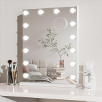 Dripex Hollywood Make-up Mirror for Dressing Table, Mirror with 14 Lighting, Table Mirror 40 x 52 cm, Adjustable Brightness and 3 Colours, Wall Mounted or Table Mirror for Bedroom