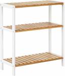 Songmics Bamboo Shelf, Shoe Rack with 3 Shelves, Plant Shelf, Multifunctional, Hallway, Bathroom, Living Room, Balcony or in the Kitchen, Natural White BCB33WN