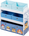 roba Paw Patrol Wooden Play Shelf - Toy Shelf with 5 Boxes - Montessori Storage Shelf for Boys and Girls - White/Grey