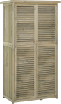 Outsunny Garden Cabinet Wooden Tool Shed with Asphalt Roof Slat Door 4 Compartments Grey 87 x 46.5 x 160 cm