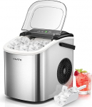 VINATO Ice Cube Machine, Small Ice Cube Machine, 9 Ice Cubes in Just 6-8 Minutes, Portable Ice Cube Maker 12 kg/24 h, Low Noise Operation, with Ice Scoop and Basket for Kitchen, Office, Bar and Party