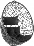 Beliani Round Hanging Chair Rattan Black with Seat and Pillow Boho Style Alatri