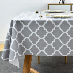 Plenmor Wipe Clean Tablecloth PVC Tablecloth Waterproof Wipe Clean Plastic Vinyl Table Cover Protector Rectangle Outdoor Picnic Party (137x275cm, Grey)