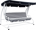 DEGAMO Miami Swing Hammock 4-Seater 228 cm White Steel Frame Dark Blue/White Covers