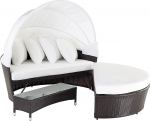 Beliani Rattan Basket with Additional Coffee Table Dark Brown/Cream White Modern Sylt Lux