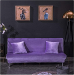 GUOCU Sofa Cover, Without Armrests, Plush Fabric, Protective Cover, Seat Sofa, Protection, Suitable for Folding Sofa Bed without Armrests, Purple, 2.1 Seater (120-155 cm)