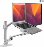 Alberenz&reg; 2-in-1 s&uuml;learvuti- ja monitorihoidja, reguleeritav kahe k&auml;ega statiiv 12-17-tollise s&uuml;learvuti ja 17-32-tollise monitori jaoks, ergonoomiline disain, reguleeritav k&otilde;rgus ja kallutus, h&otilde;bedane