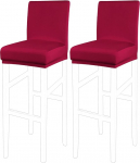 PiccoCasa komplekt 2 Baaritooli katab elastne p&otilde;hi Stretch eemaldatav s&ouml;&ouml;gitool katab Pub Spandex k&otilde;rgus k&uuml;ljetoolide kaitsja Slipcovers Burgundy