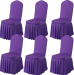 Qubjus toolikatted koos seelikuga Parsons Chair Slipcover Stretch Spandex s&ouml;&ouml;gitoa toolikatted komplekt 6 pulmatseremoonia jaoks Home Hotel (lilla, 6 t&uuml;kki)