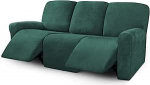 ULTICOR Velvet 8-osaline Recliner Diivan Covers, Stretch Recliner Diivan Covers 3 padja jaoks, Recliner Diivan Slipcovers, m&ouml;&ouml;blikatted, paks pehme pestav (3 istekoha Recliner Cover, Retro Green)