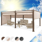Blumfeldt Pantheon Cortina Gazebo, veekindel paviljon kokkupandava katusega, vastupidav aiatelk koos k&uuml;lgseintega, metallist talvekindel peotelk UV-kaitsega, pol&uuml;ester, pergola 3 x 6 m, pronks/liivaga